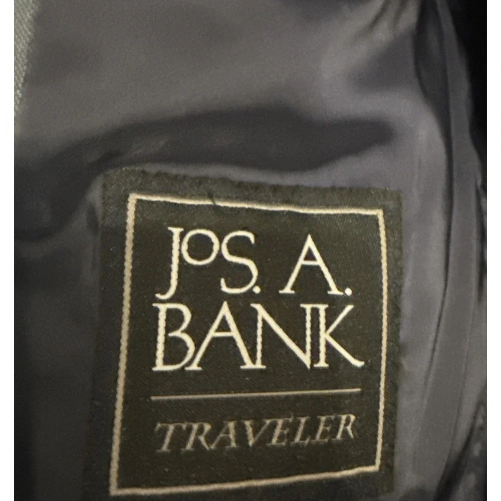 Jos A Bank Traveler Blazer Mens 44R 100% Wool‎ Slim Fit Travel Blue Woven Jacket